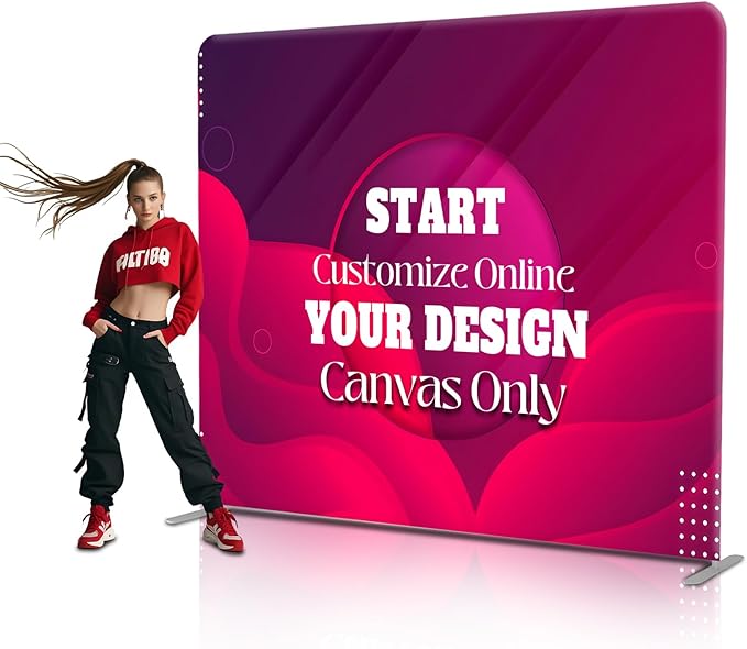 Custom Tension Fabric Display Backdrop Trade Show Backdrop for Weddings, Events, Booth (Banner only, Double Sided Print 7.5x20 Ft)