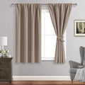 JIUZHEN Blackout Curtains for Bedroom - Thermal Insulated Room Darkening Noise Reducing, 42 x 45 Inch Length Curtains for Living Room, Set of 2 Panels with Tiebacks, Camel