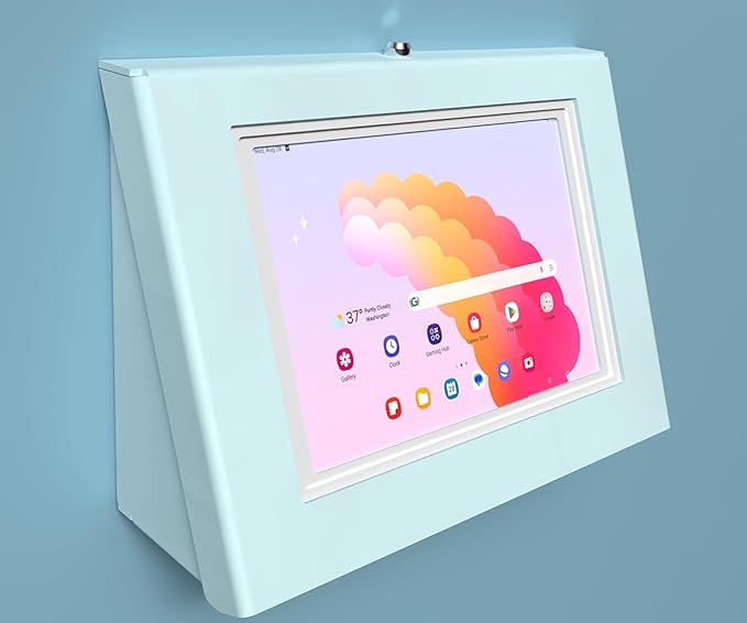 TABcare Easy Wall Mount Security Tablet Kiosk for Samsung Galaxy TAB A8 10.5" Designed for Integration of USB Hub, Printer, CC Reader & All Your Peripherals (White)
