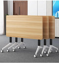 Conference Table Foldable Meeting Tables, Mobile Training Table with Wheels, Flip Top Rolling Seminar Meeting Table for Office,Meeting Room,classr (Original Wood Color, 47.2×23.6×29.5in)