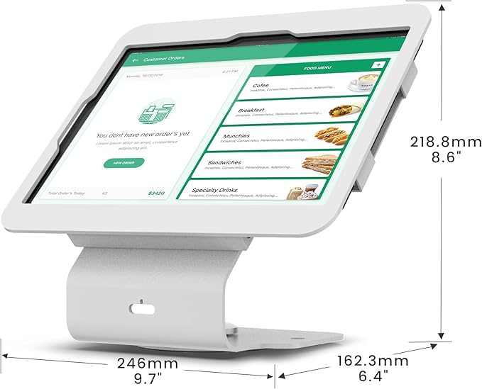 Kiosk POS Tablet Stand Compatible with iPad 10 gen 10.9 inch, 11"(A16), air 4 5 10.9", Pro 11" 1st 2nd 3rd 4th gen., iPad air 11", Retail Stand with 360° Swivel Base, White, BSC101WS