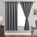 JIUZHEN Blackout Curtains for Bedroom - 70 x 63 Inch Extra Wide Privacy Assured Thermal Insulated Room Darkening Sliding Door Curtains for Living Room, Set of 2 Panels with Tiebacks, Light Grey
