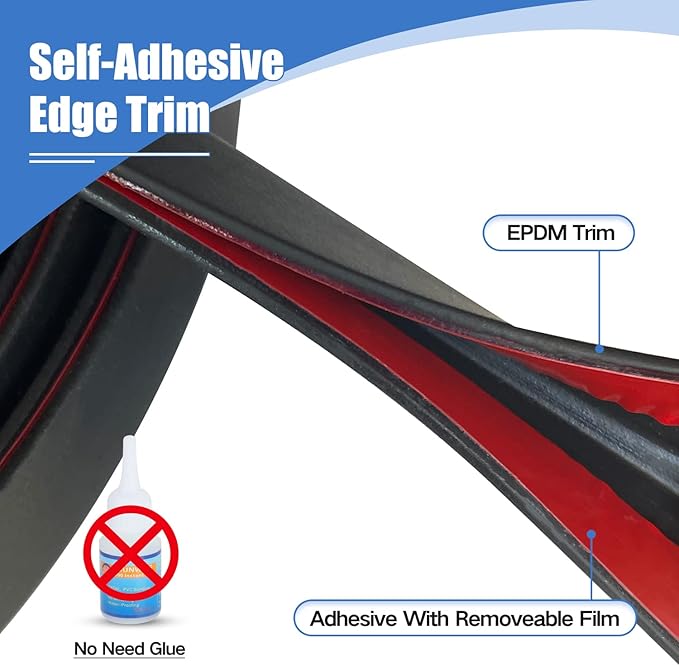 Rubber Edge Trim, Self-Adhesive Rubber Edge Protector for Sheet Metal, EPDM Material, Fit 1/16"(1.6mm), Length 100Ft, Black Color, U Channel Edge Trim