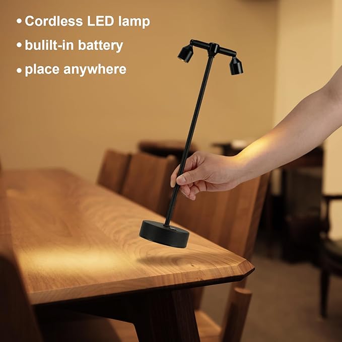 IMAGE Rechargeable Cordless Spotlight, Table Spotlight Accent Lighting for Plants Pictures Artwork Jewelry Showcase Model Display Shelves Cabinet Table Lamp for Home Restaurant Dinner Bar Warm White