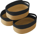 Woven Basket,Small Rope Storage Bin with Handles & Ribbon Bag, Organizer for Shelves Closets,Gift Basket Empty for Birthday,Books,Dog Toys, Black&Jute/3 Pack