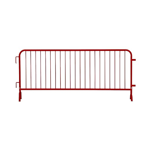 Angry Bull Barricades Metal Interlocking Steel Barricade (8.5 Ft. Heavy Duty, Bridge Feet, Red Powder Coated, Set of 20)