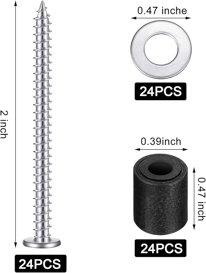 Pegboard Spacers Mounting Kit, Magnetic Pegboard Includes Screws, Spacers and Washers for 1/8-Inch and 1/4-Inch Pegboard (24)