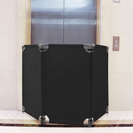 3 Panels Safety Barricade 5.8FT Foldable Security Sign Barrier Gate with Heavy Duty PVC Frame High Visibility Caution Symbol Crowd Control Restricted Area Pedestrian Barricade Traffic Fence Black