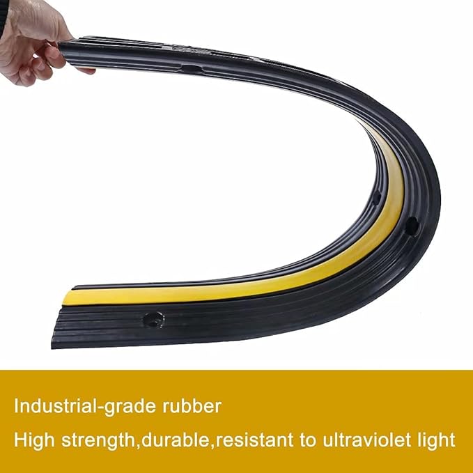 Rubber Cable Ramp Cord Cover Cable Protector Ramps Wire Hose Protective 1 Channel 22000Lbs Load Capacity Traffic Speed Bump for Asphalt Concrete Gravel Driveway Indoor Outdoor, 5 Pack