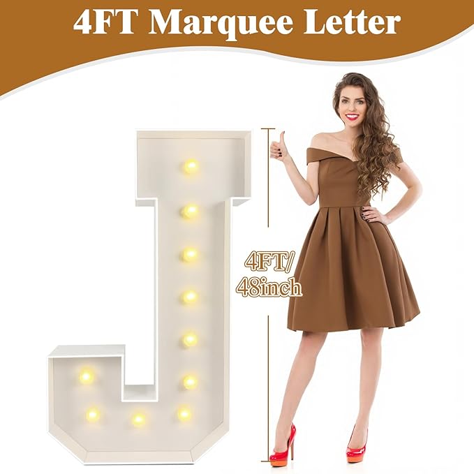 Marquee Light Up Letters: 4FT Large Decorative Signs for Party Decorations Baby Shower Birthday Wedding Engagement Anniversary, 4 Feet Tall Pre-Cut DIY Foamboard Letter C - Easy to Assemble