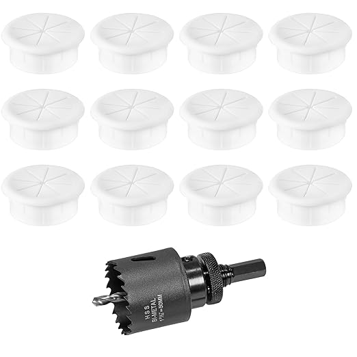 2" White Desk Grommet, JTemgle Flexible Cable Grommet with Bi-Metal Hole Saw Rubber Cable Hole Cover Wire Organizer Caps Desktop Cord Management for Home Office TV Stands Tabletops, 13 Pieces