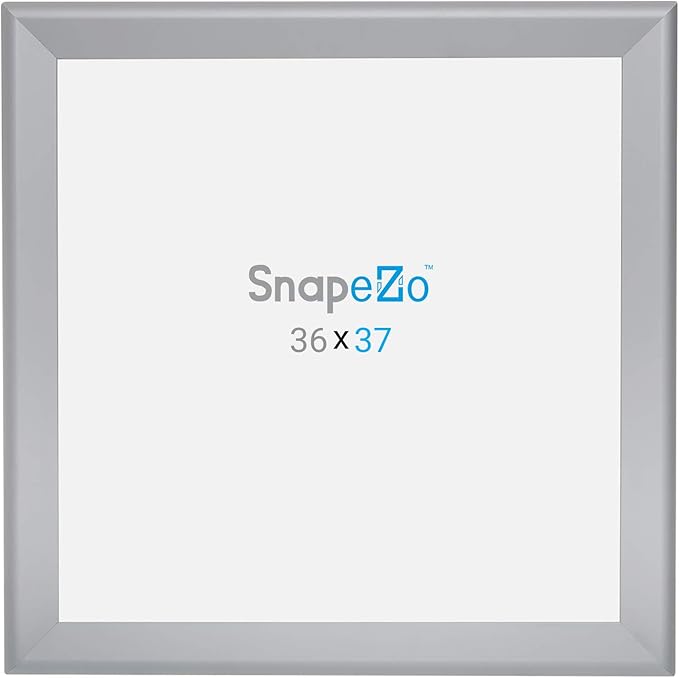 SnapeZo Silver 36x37 Poster Frame, 1.7" Aluminum Profile, Front-Loading Snap Frame, Wall Mounting, Wide Series