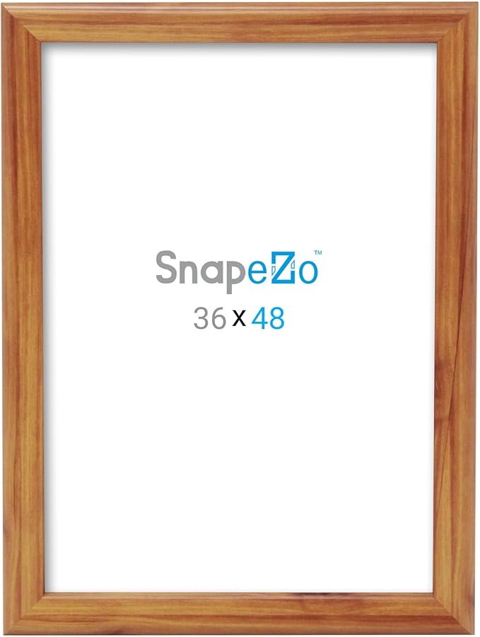 SnapeZo Wood Effect 36x48 Poster Frame, Front-Loading, Wall Mount, Aluminum 1.25" Profile, Professional Series