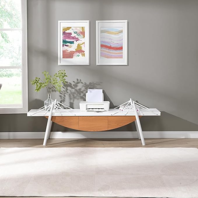 1 Tier Boat-Shaped Bookshelf, Stylish Bookcase with Drawer 70.9" Long Bookshelves for Storage Display Decor Easy Assembly Bookcase Furniture for Bedroom, Living Room and Home Office
