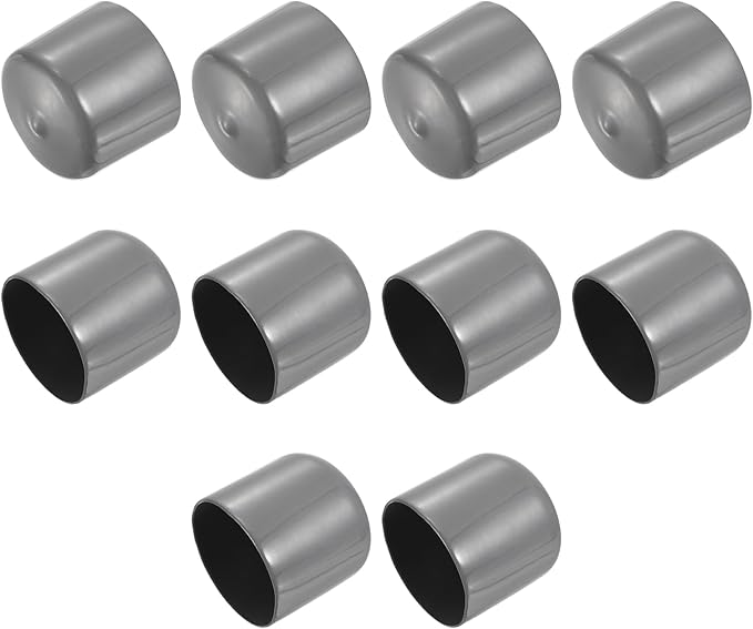uxcell 10pcs Rubber End Caps 49mm ID Vinyl Round End Cap Cover Screw Thread Protectors Dark Grey