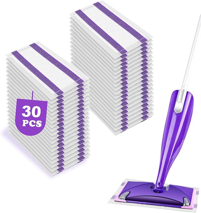 30 Pack Mopping Pad Refills Compatible with Swiffer Wet Jet Spray Mop - Wet Jet Refills for Multi Surface Hardwood Floor Cleaning, 4 Layers Thickened & Durable | Super Absorbent