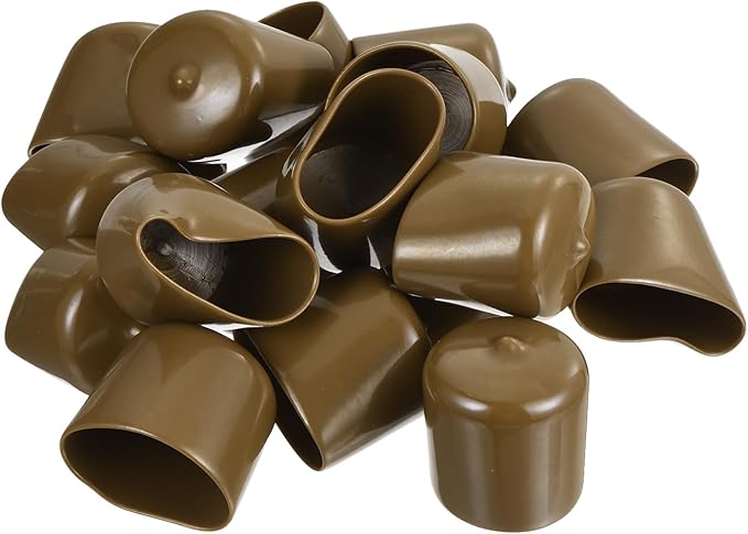 uxcell 20pcs Rubber End Caps 33mm(1 5/16") ID Vinyl PVC Round Tube Bolt Cap Cover Screw Thread Protectors Light Brown