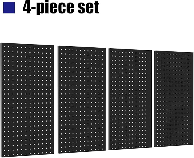 4 PCS - 12" W x 24" H x 0.78" D Metal Pegboard Wall Organizer, Compatible with All 1/8" and 1/4" Hooks, Suitable for Wall Home, Garage Tool Storage, Office Organization, Craft Room, Kitchen