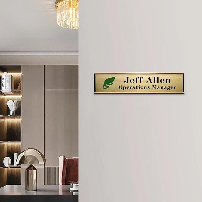 Personalized Name Plate for Door or Wall, 2 x 8 inch Custom Office Aluminum Door or Wall Name Plates with Logo Image or Texts, Office Appreciation Gifts for Coworkers Boss Teacher, Employee