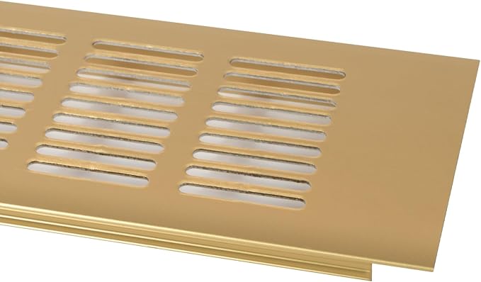 Vent Systems 15.75 x 3.15 Inch (Outer Size) Rectangular Door Vent - Gold Aluminum Vent Cover Toe Kick Vent Cover - HVAC for Home Cabinet Vent - Intake/Exhaust Door Return Air Vent