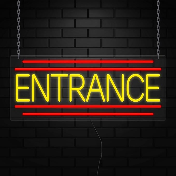 Entrance Neon Sign for Retail Displays | Value priced LED Flex Neon | Electronic Light Up LED Sign for Windows/Walls | 32"W x 13"H x 1"D