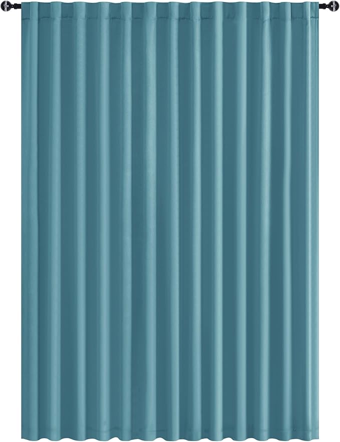 Hiasan Blackout Patio Sliding Door Curtain Extra Wide Thermal Insulated Blind Privacy Room Divider Curtain with Back Tab & Rod Pocket for Bedroom Partition Glass Door (100 x 84 Inches, Turquoise)
