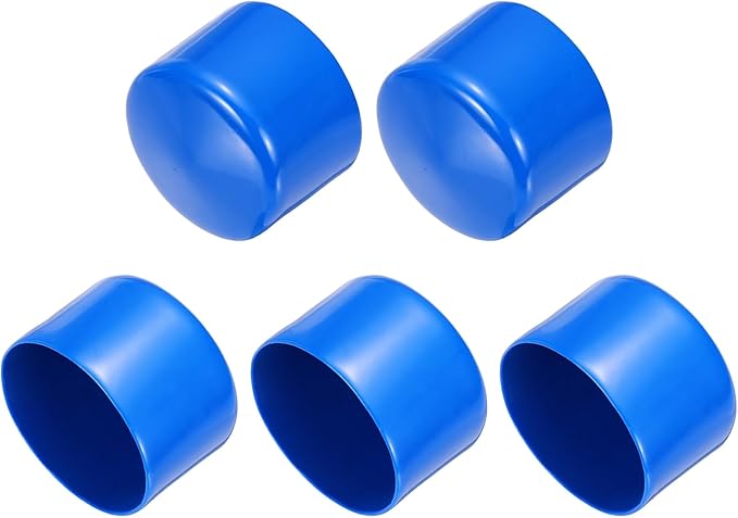 uxcell 5pcs Rubber End Caps 60mm(2.4 Inch) ID Vinyl PVC Round Tube Bolt Cap Cover Screw Thread Protectors Blue