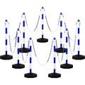 Amylove 9 Packs Traffic Delineator Post Cone with Base, Traffic Cones Safety Cones Caution Cones Plastic Stanchion Chain Safety Barriers with 6.6 Feet Link Chain and S Hooks for Parking Lot (Blue)