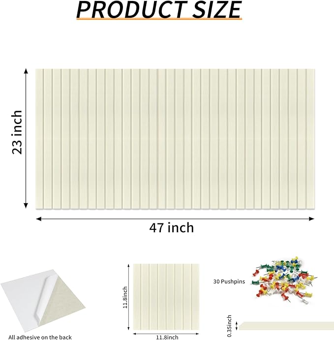 Large Felt Bulletin Board 23x47 Inch, 8pcs Peel and Stick Felt Wall Tiles Modern Push Pin Board for Wall Organization
