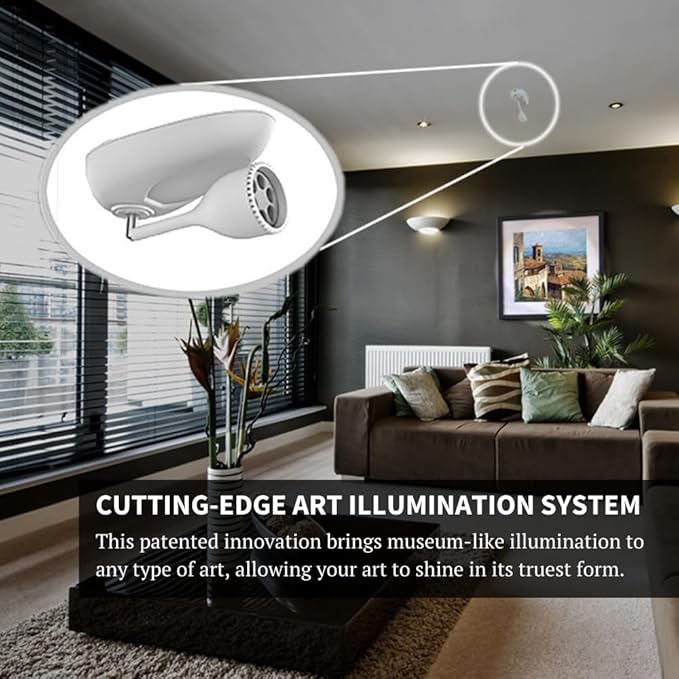Method Lights Wireless LED Picture Light, Wireless Ceiling Mounted Spotlight for Artwork, Painting, Photo Display, Remote Control, 11 Color Temperature Settings, Dimmer, Timer, Rechargeable Battery
