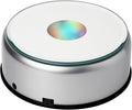 ZEERSHEE 3.9in LED Rotating Display Stand Colorful Changing Illuminated Base 360 Degree Display Spinner for Glass Art Crystals Jewelry Craft