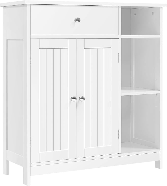 Yaheetech Bathroom Floor Cabinet, Kitchen Freestanding Storage Organizer, Large Side Cabinet with Doors, Drawer & Adjustable Shelves for Living Room, Entryway, 12" D x 29.5" W x 31.5" H, White