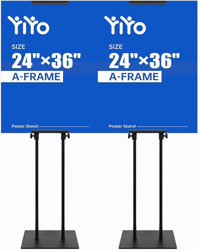 YIYO Poster Sign Stand - 78" Double-Sided Floor Display with Metal Base, Heavy Duty Adjustable Double-Pole for Foam Boards & Signage (Schools/Stores/Restaurants/Hospitals) (Double-Pole)