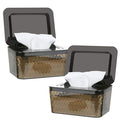 Wipes Dispenser, One-Handed Operation Wipe Holder for Baby & Adult, Seal-Designed Wipes Container for Bathroom Keep Diaper Wipes Fresh (2 Pack Brown)
