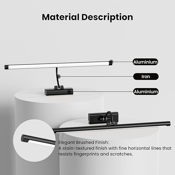 2 Pack Light for Pictures on Wall Black 8000mAh - 24" Cordless Battery Powered Wall Mount Sconce with Dimmable Remote for Oversized Artwork & Gallery