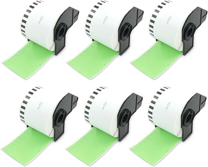 BETCKEY - Continuous Length Labels Replacement for Brother DK-2205 (2.4 in x 100 ft), Compatible with Brother QL Label Printers [6 Rolls/Continuous Labels, Green]