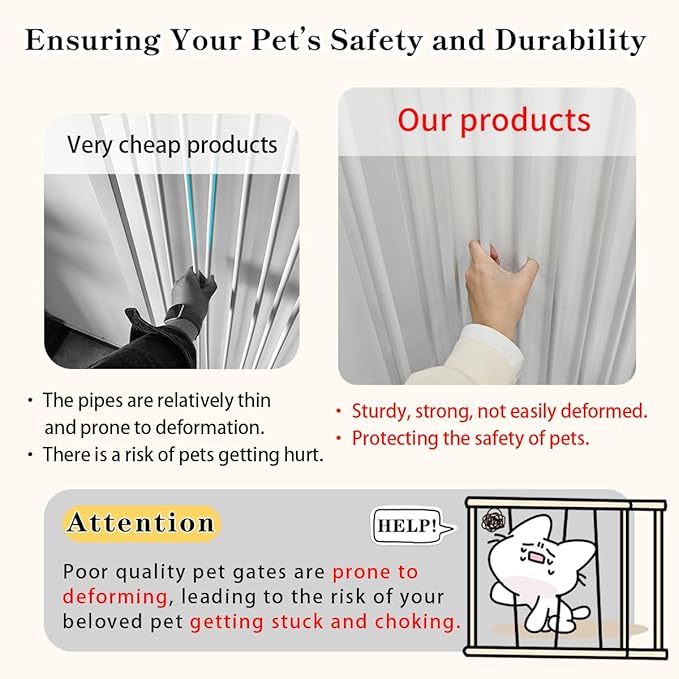 Lumizone Extra Tall Cat Gate 55.12" High Pressure Mounted Extra Wide 2025 New (17 Sizes) 1.37" Gap No Drilling Auto-Close One-Handed Operation Tall Pet Gate for Dogs(White, 55.12" H x 88.58"-92.71" W)