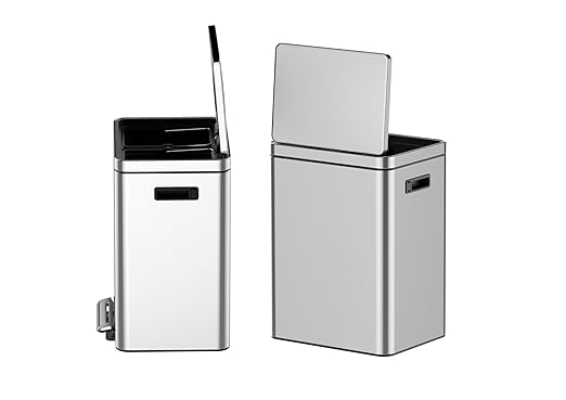 Dual Compartment Trash Can - 2 X 5.3 Gal (2 x 20L) Stainless Steel Trash Can, Double Sorting Bin with Soft Close Lids, Removable Inner Bucket, Step-on Recycling for Kitchen Home Office