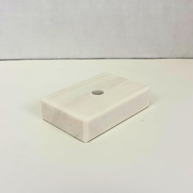 Genuine Marble Trophy Base – Polished Beveled Display Stand with Center Hole, 3/4" Thick, Multiple Sizes for Awards, Crafts & 3D Prints (White Marble, 2x3 inch)