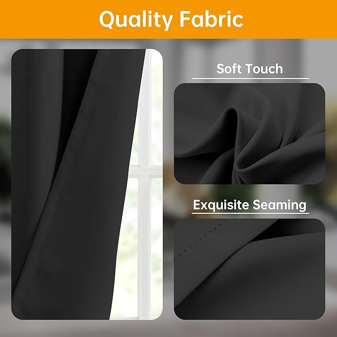 Room Divider Curtains Flexible Ceiling Tracks Set Curtain Track Ceiling Mount Blackout Curtain for Living Room Bedroom Ceiling Curtain Rod Privacy Dividers Panels W180 x H84 Black Drape & Black Rail