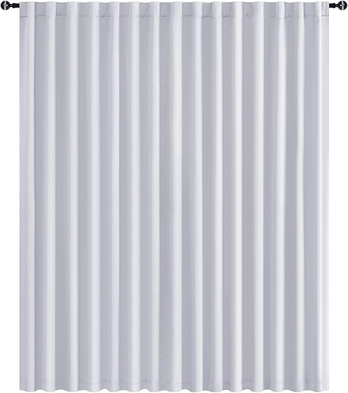 Hiasan Privacy Room Divider Patio Sliding Door Curtain Extra Wide Blackout Thermal Insulated Curtains with Back Tab & Rod Pocket for Bedroom Partition Living Room (120 x 84 Inches, Greyish White)