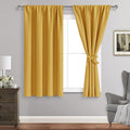 JIUZHEN Blackout Curtains for Bedroom - Thermal Insulated Room Darkening Rod Pocket Curtains for Living Room, Set of 2 Panels with Tiebacks, 38 x 54 Inch Length, Mustard Yellow