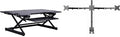 Rocelco 46" Standing Desk Converter with AC USB Charger and Triple Monitor Mount Arm - Height Adjustable Sit Stand Up Three Screen Riser Workstation - Keyboard Tray - Black (R DADRB-46-ACUSB-DM3)