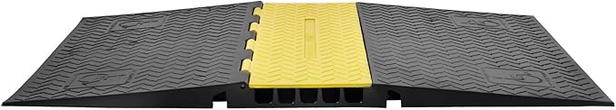 VEVOR 5 Channel Rubber Cable Protector Ramp, Heavy Duty 22000 lbs/axle Capacity Wire Hose Cord Cover Ramp, ADA Compliant Driveway Road Hump, Traffic Speed Bump w/Flip-Open Top Cover