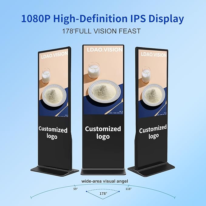 Indoor Digital Signage Display Floor Standing Advertising Kiosk Android System with WiFi HDMI/USB Input Auto AD Player (Non-Touch Screen, 49 inch)