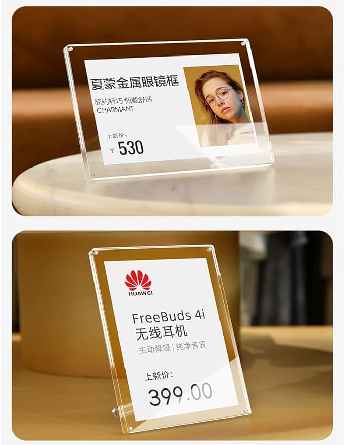 Acrylic Label Holder Price Tag Displays Sign Holder Data Card Holder Ads Display Stand (C: 120*80mm/4.72*3.15 inches)