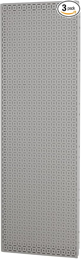 OmniWall Modular Metal Pegboard System, 16x48 inches, Steel Construction, Wall-Mounted Tool Storage (Silver, Vertical)