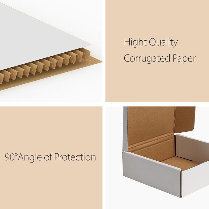 RLAVBL 6x6x2 Shipping Boxes Set of 50, White Small Corrugated Cardboard Box, Mailer Box