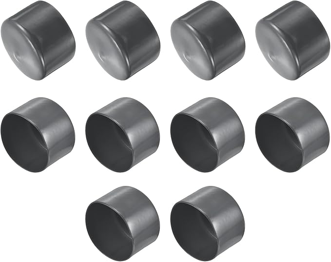 uxcell 10pcs Rubber End Caps 70mm ID Vinyl Round End Cap Cover Screw Thread Protector Dark Grey