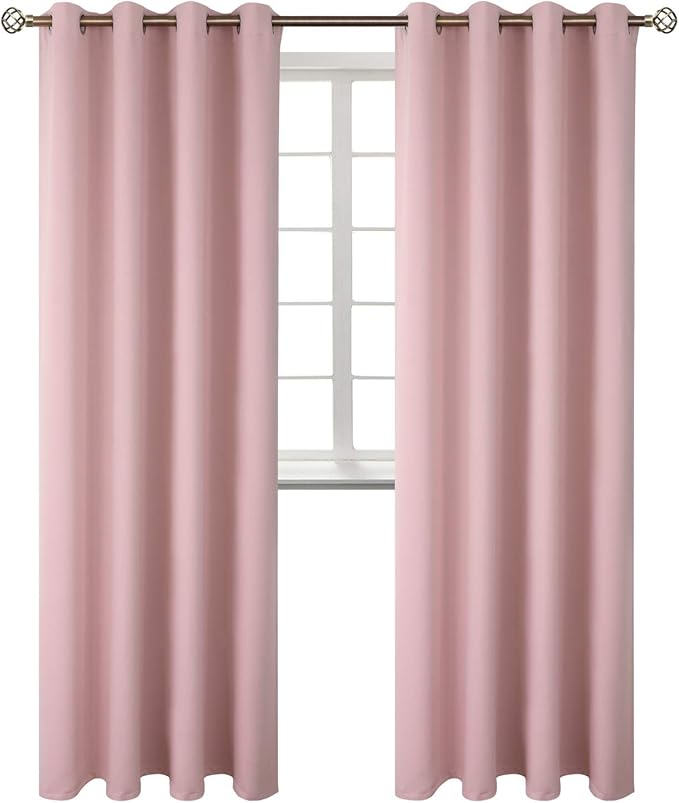 BGment Room Darkening Curtains 108 Inches Long - Grommet Thermal Insulated Drapes Window Treatment Curtains for Bedroom, 2 Panels, 52 x 108 Inch, Baby Pink